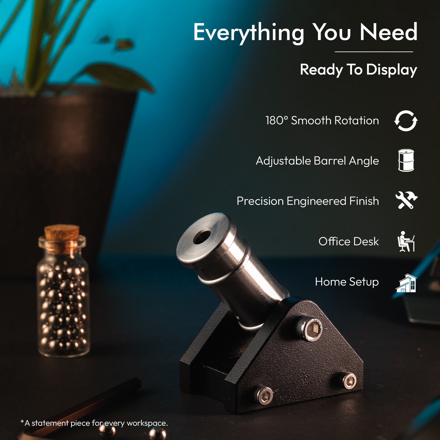 SPARTAN-X Mini Desktop Metal Cannon with 50 Steel Balls (Black Edition) – Stainless Steel Decorative Showpiece