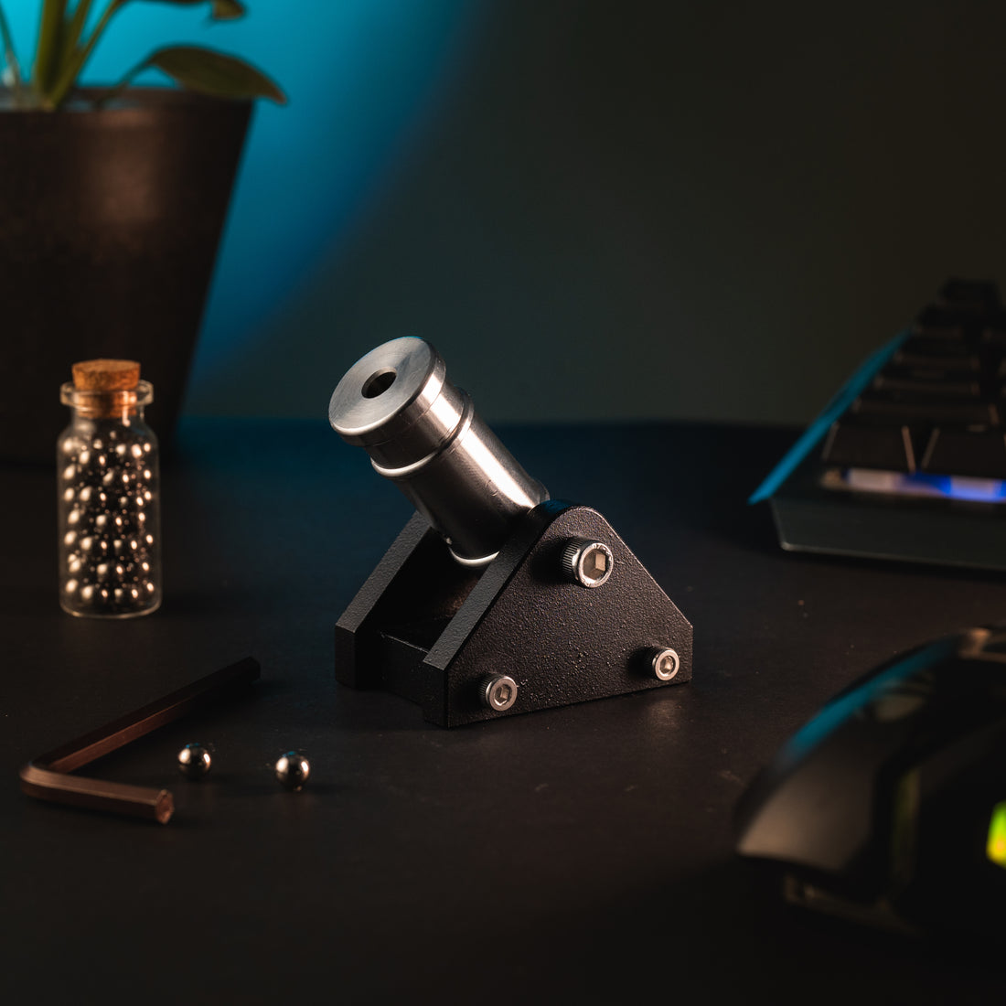 SPARTAN-X Mini Desktop Metal Cannon with 50 Steel Balls (Black Edition) – Stainless Steel Decorative Showpiece