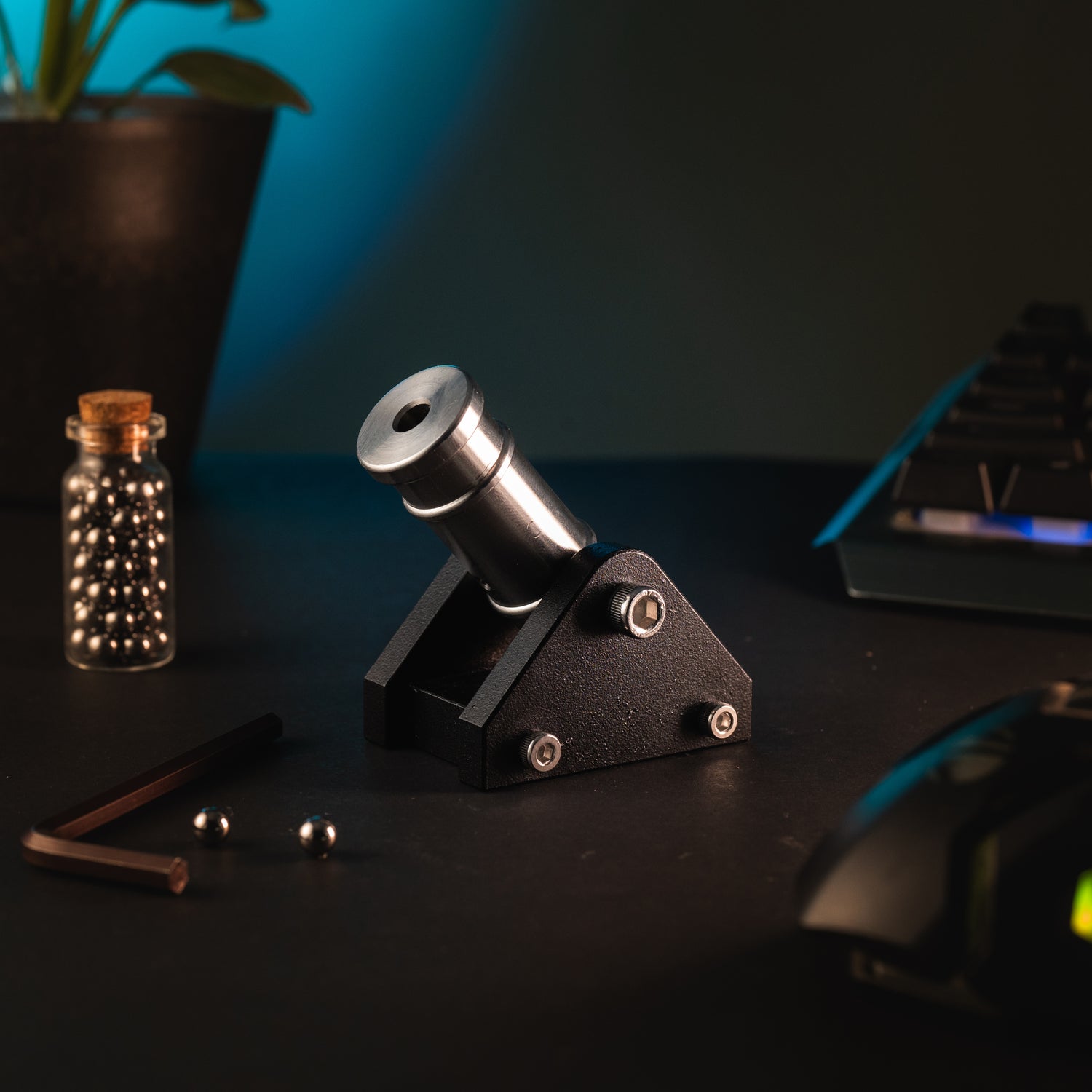 SPARTAN-X Mini Desktop Metal Cannon with 50 Steel Balls (Black Edition) – Stainless Steel Decorative Showpiece