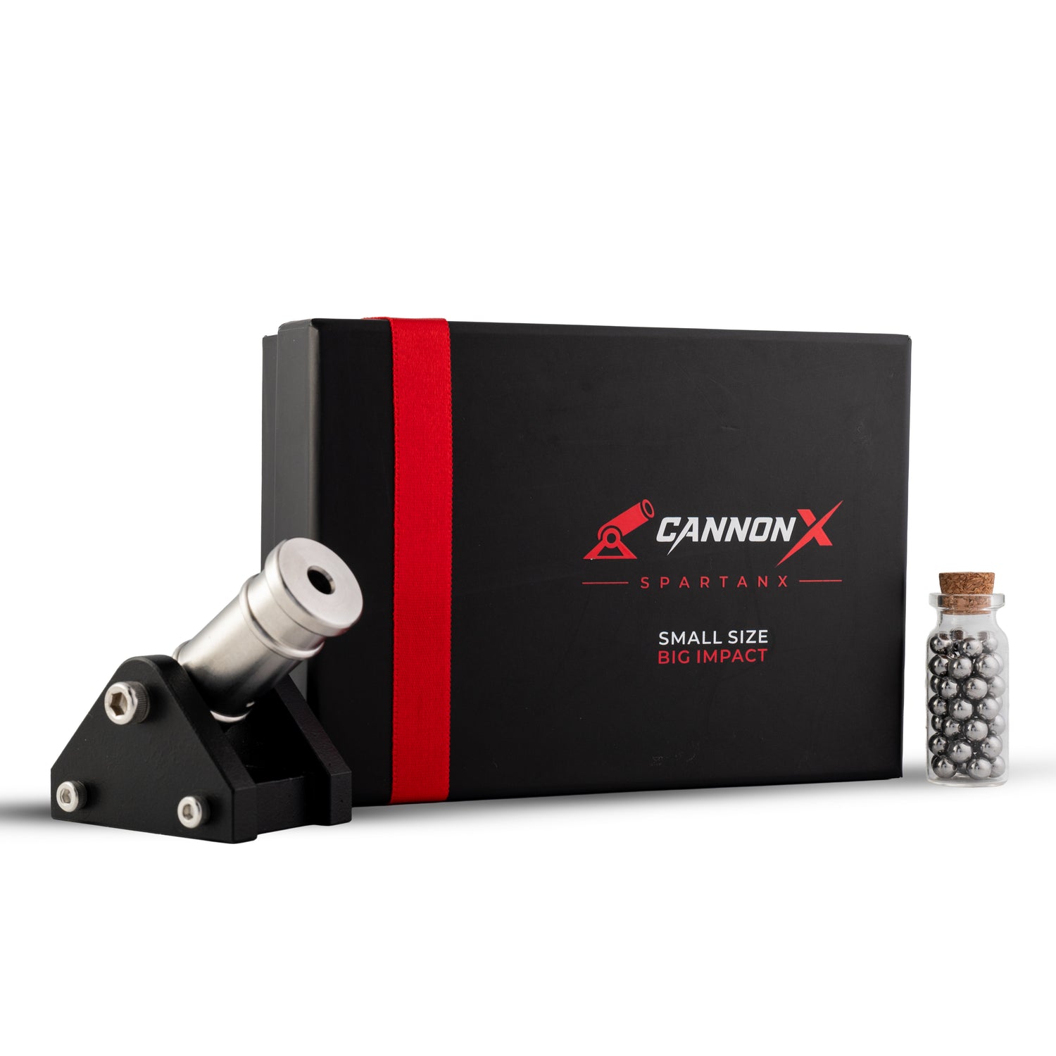 SPARTAN-X Mini Desktop Metal Cannon with 50 Steel Balls (Black Edition) – Stainless Steel Decorative Showpiece
